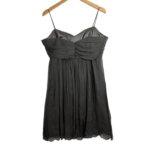 Amsale Cocktail Dress Womens 12 Gray Silk Chiffon Spaghetti Strap Knee Length - Picture 2 of 11